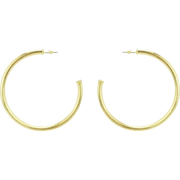 Sheila Fajl Everybody's Favorite Large 2.5" Hoop Earrings Brush Gold Plated NEW - Picture 3 of 5